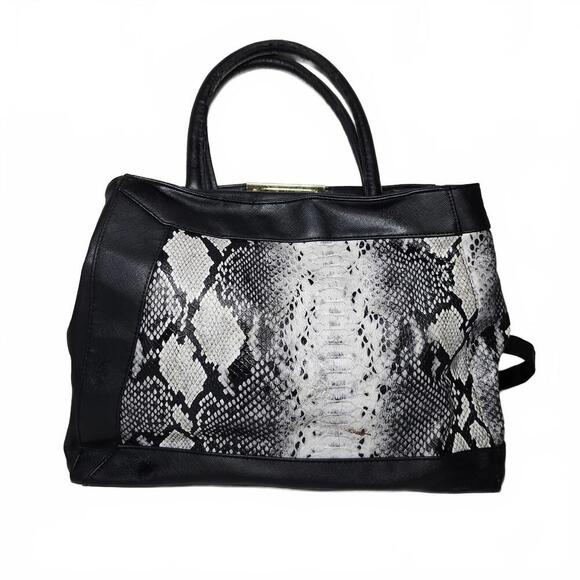 Steve Madden Women's Satchel Bag Black and White Snake Print - Picture 3 of 10